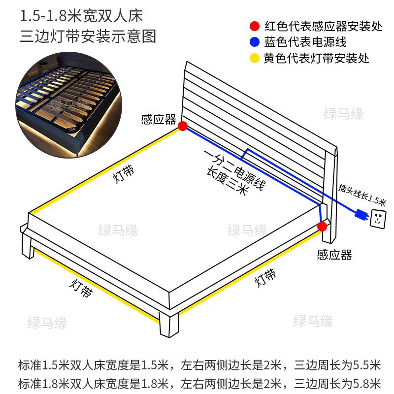 悬浮床人体感应灯带可调亮度无光斑卧室床底氛围灯智能开关LED灯-图1