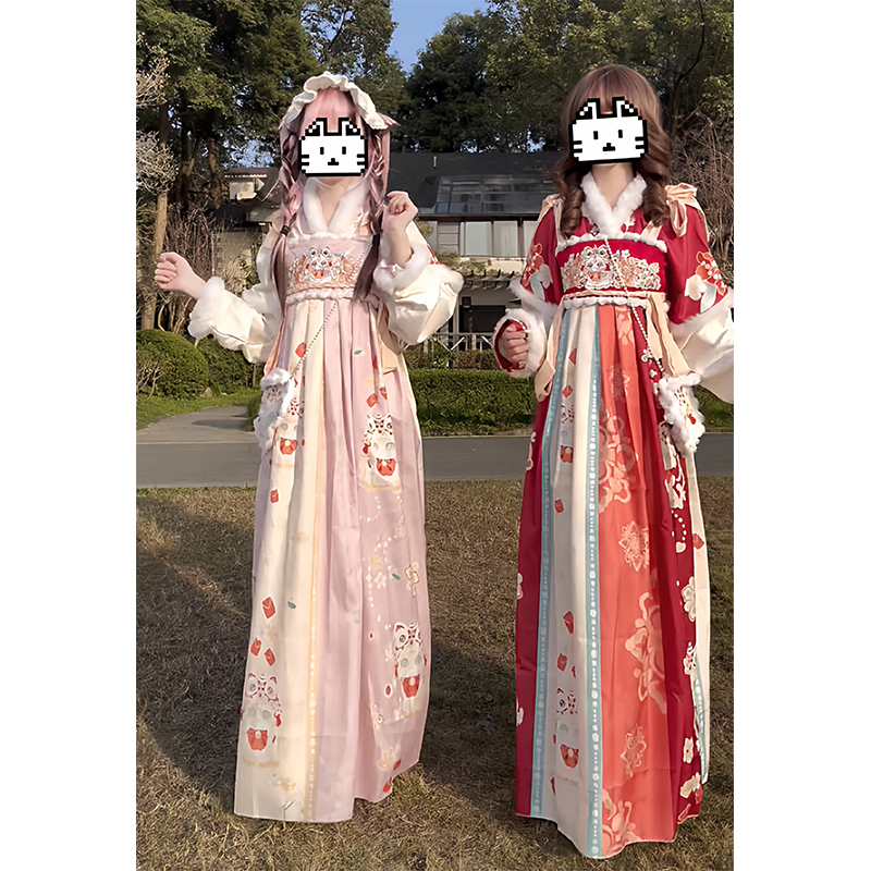 唐制汉服女汉元素女刺绣齐胸儒裙拜年服套装少女超仙古风秋冬款 - 图2