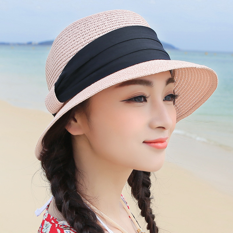 心秀嘉派专卖店帽子女夏天韩版草帽蝴蝶结礼帽沙滩帽遮阳帽海边度假防晒太阳帽3