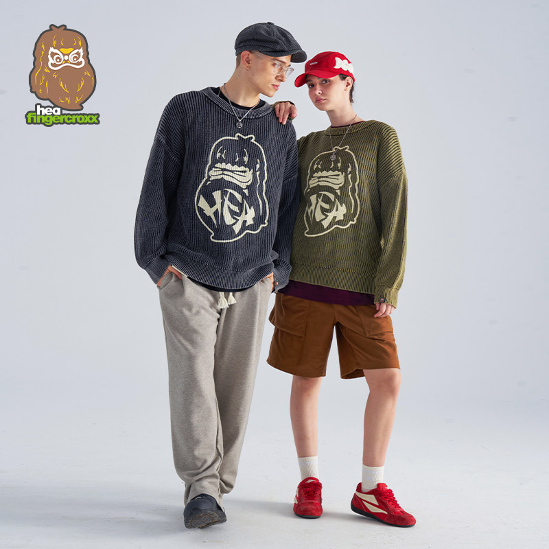 HEA x i.t fingercroxx联名圆领毛衣男女同款情侣装高级感针织衫,淘宝优惠券,粉丝福利购,淘宝优惠卷