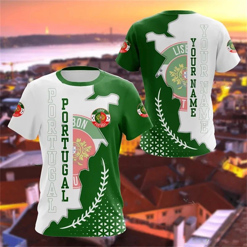 3D Portugal National Emblem Graphic T Shirt for Men Clothing-图3