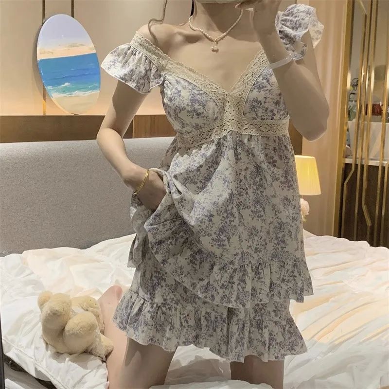 Floral Sleepwear Women Pajama Sets Korean Sleeveless Piiama - 图2