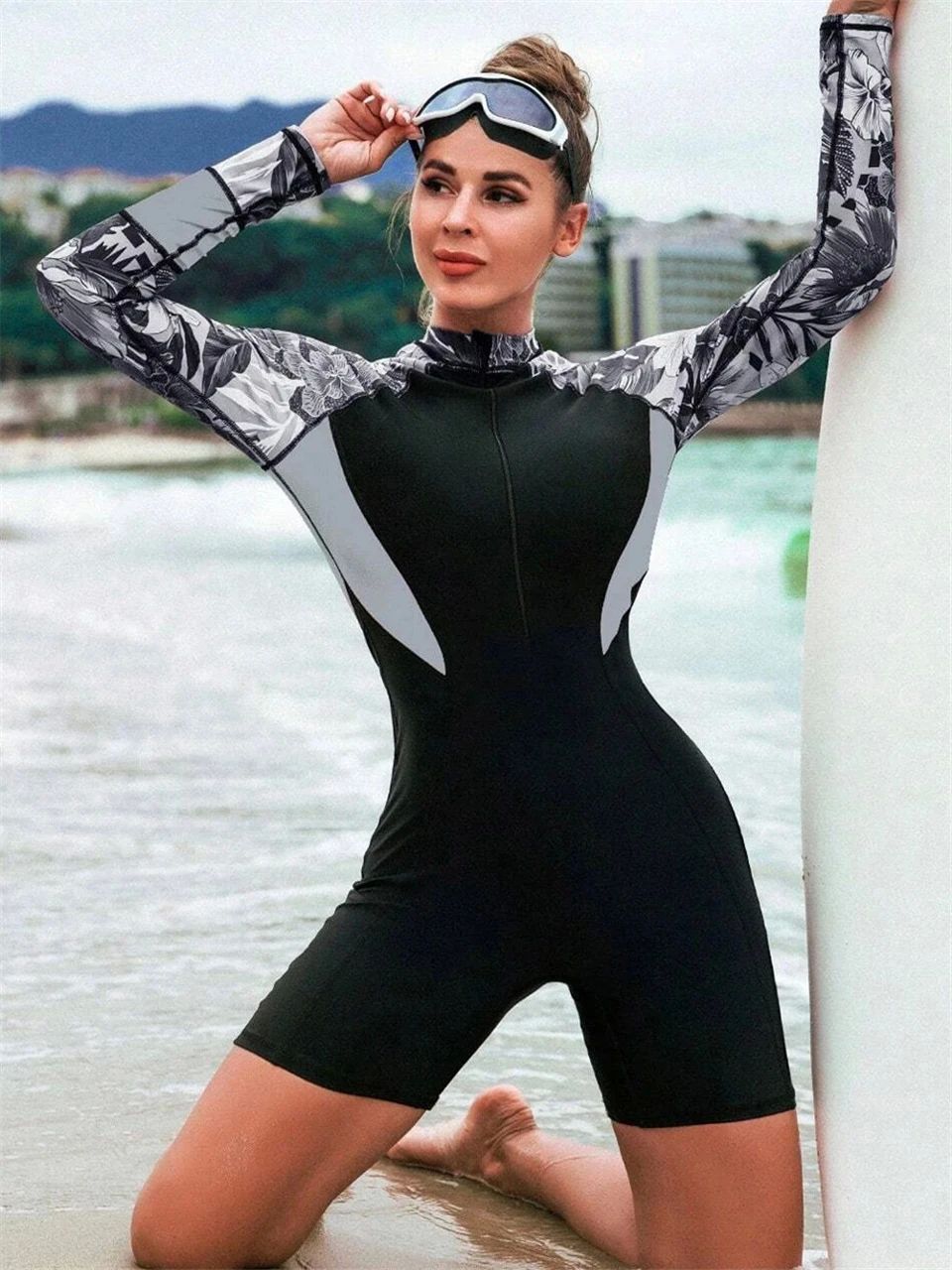 Surfing Sport Swimsuit 2024 Women Long Sleeve Swimwear Femal - 图3