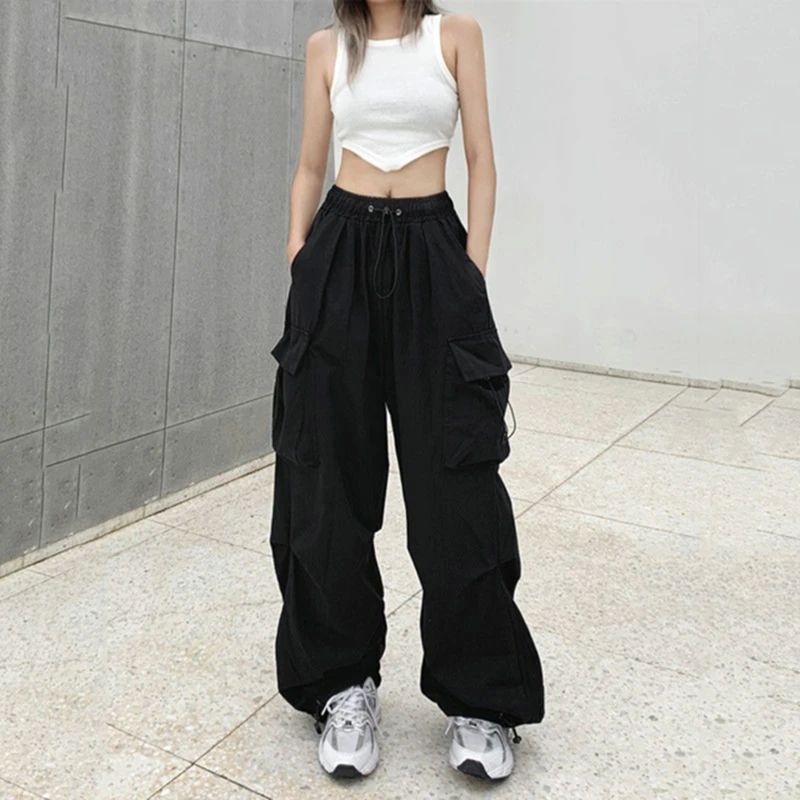 2023 Cargo Pants Women Retro Workwear Casual Baggy Straight - 图0