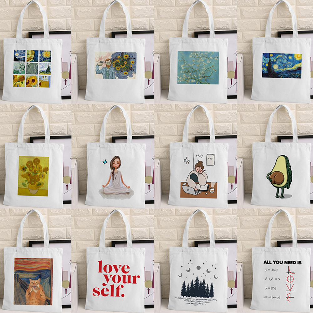 Van Gogh Shopping Bag Graphic Tote Harajuku Shopper Bag Wome - 图0