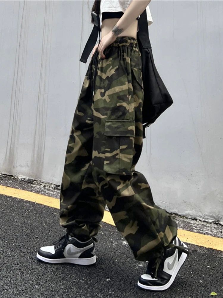 American Vintage Camouflage Cargo Pants Women Summer New Str - 图1