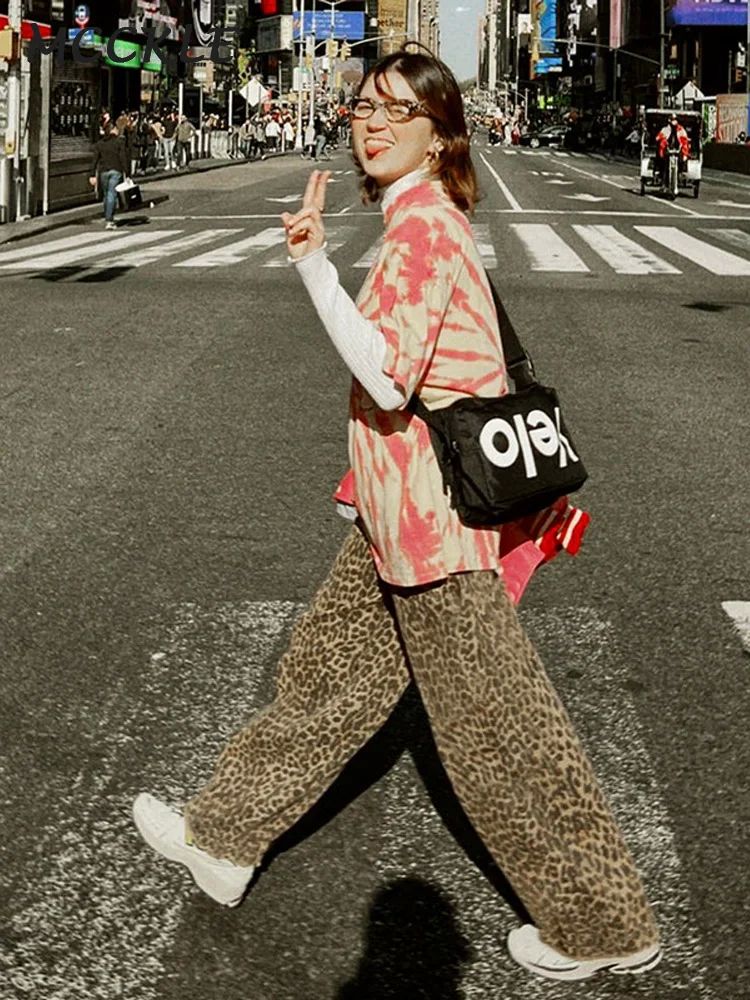 Fashion Leopard Print Leisure Trousers Women Loose Straight - 图1