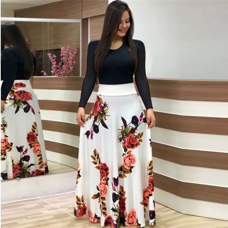 Plus Size 2023 Autumn Winter Long Dress Women Black Patchwor - 图2