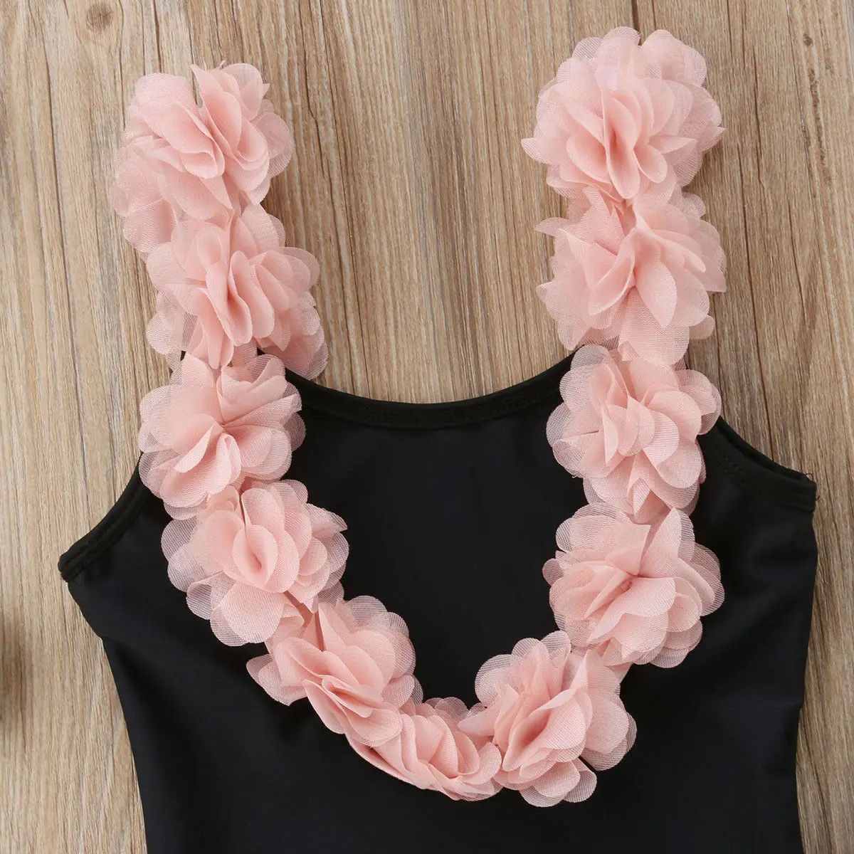 One Piece Baby Girl Swimwear 3D Floral Flower Strap Bathing-图3