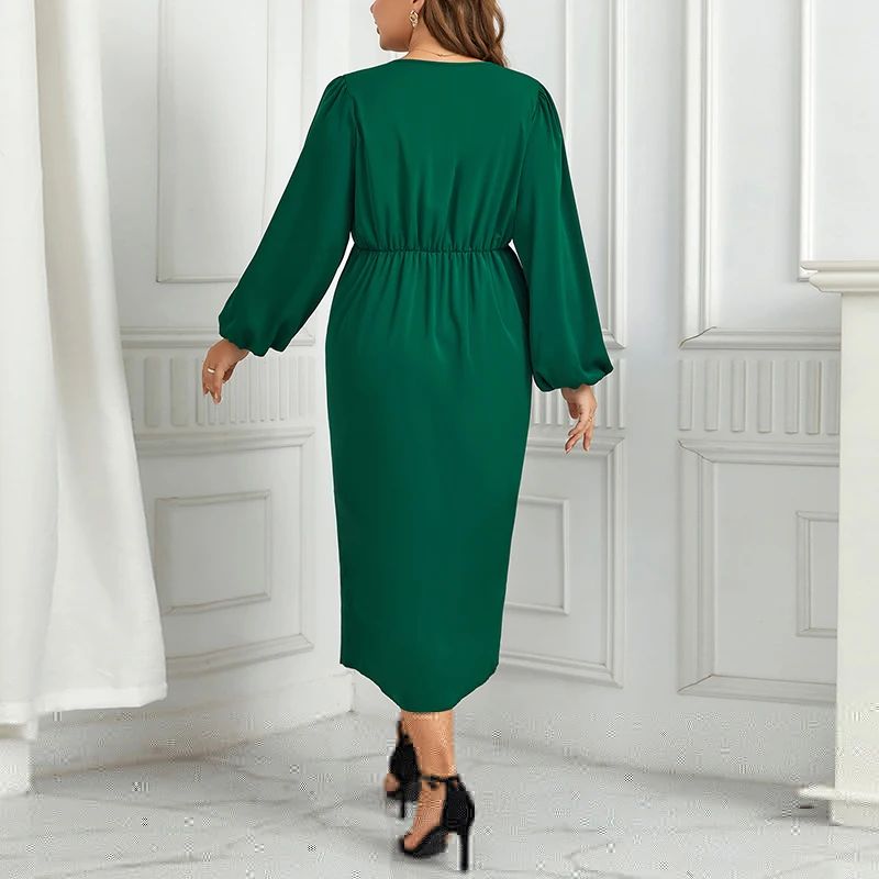 2023 Autumn Plus Size 4XL V-neck Maxi Evening Dress Long Lux - 图0