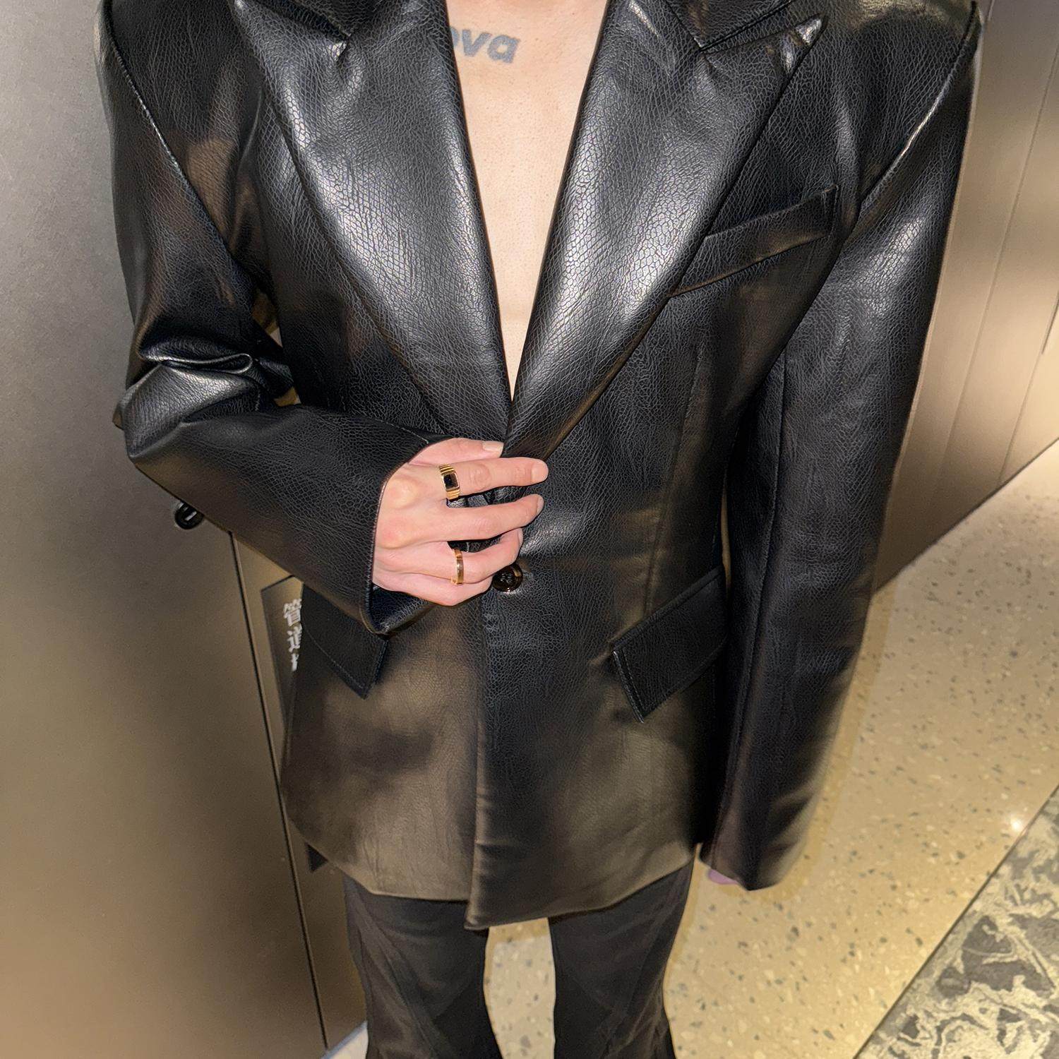 子上男装无性别修身塑形皮衣西服外套青年基础休闲复古保暖仿皮,淘宝优惠券,粉丝福利购,淘宝优惠卷