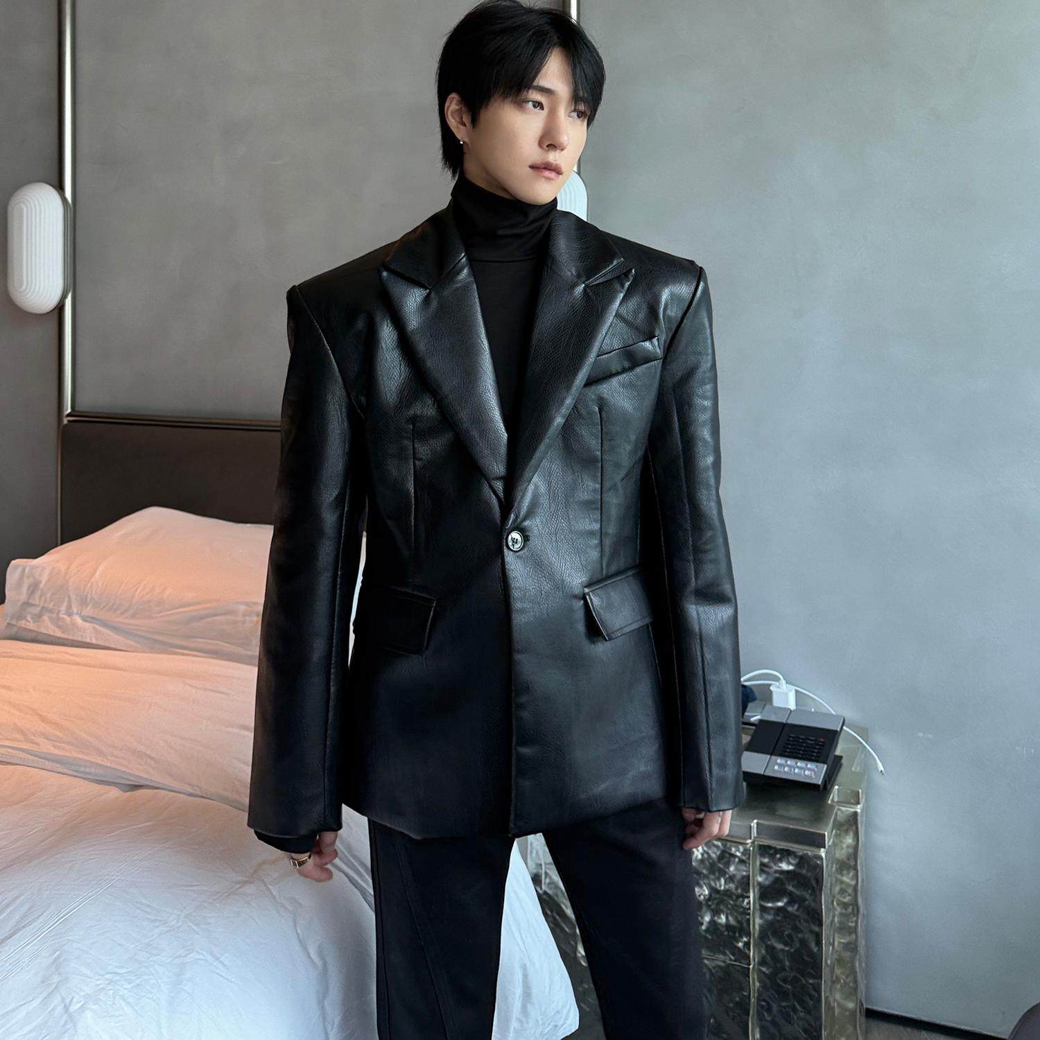 子上男装无性别修身塑形皮衣西服外套青年基础休闲复古保暖仿皮,淘宝优惠券,粉丝福利购,淘宝优惠卷