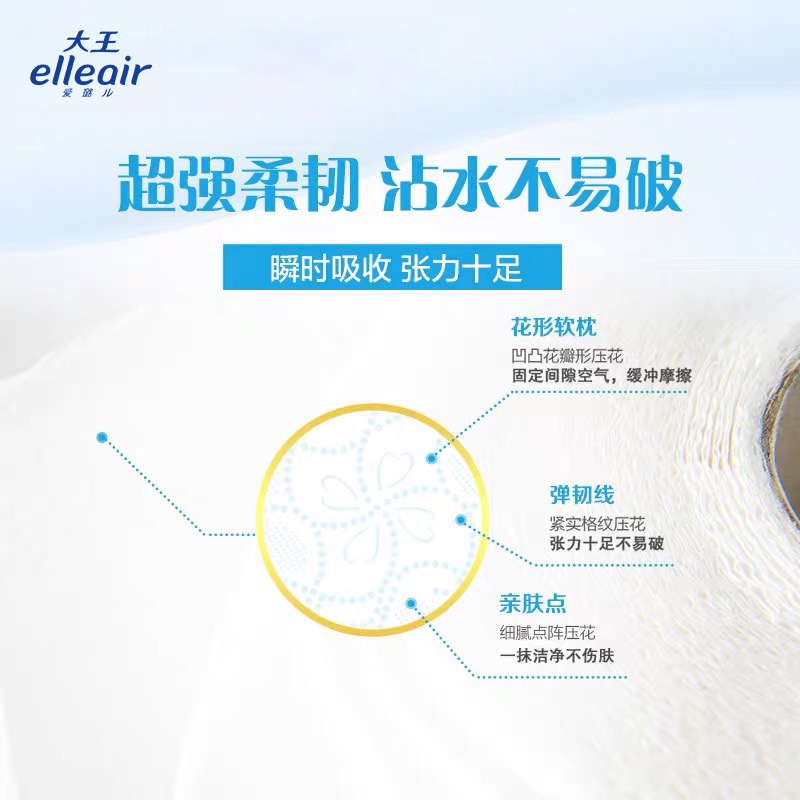 大王elleair爱璐儿柔软亲肤有芯卷纸卫生纸10卷*1提家用实惠装 - 图1