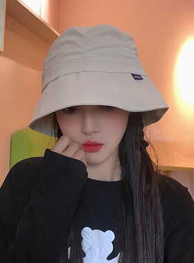 绿色可折叠褶皱薄款直筒渔夫帽子