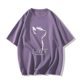 Purple pure cotton shoulder short-sleeved T-shirt for women in summer