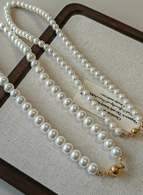 法式珍珠项链女磁吸扣锁骨链女轻奢小众颈链2025新款爆款高级感