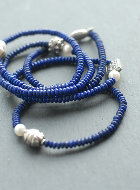 【包邮】老坑青金石配做旧算盘珠