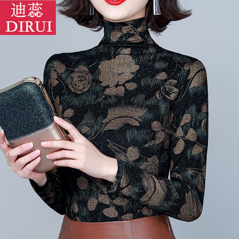 2021新款加绒加厚百搭长袖潮打底衫 迪蕊蕾丝衫/雪纺衫