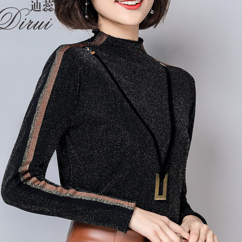 半高领蕾丝加绒加厚长袖新款内搭 迪蕊蕾丝衫/雪纺衫