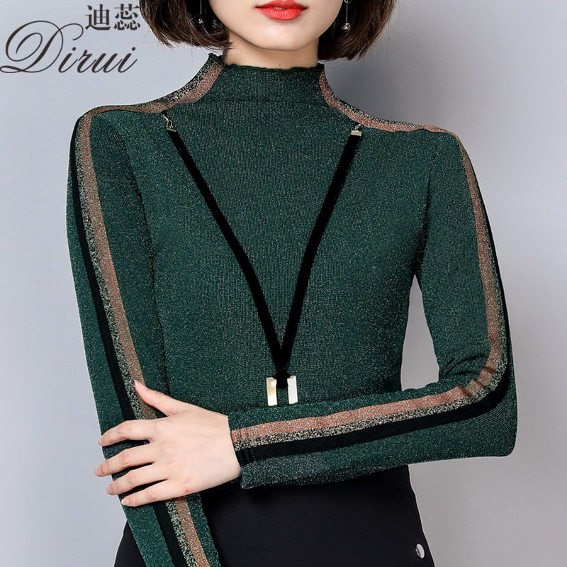 半高领蕾丝加绒加厚长袖新款内搭 迪蕊蕾丝衫/雪纺衫