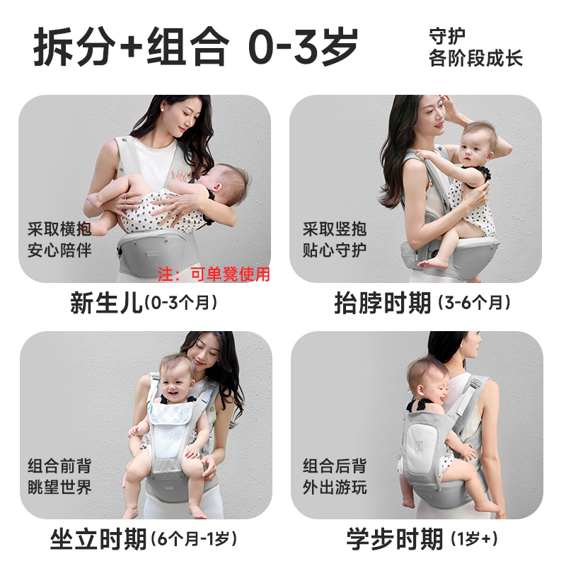 乐蒂宝贝腰凳婴儿轻便四季宝宝背带二合一透气坐凳抱抱托抱娃神器