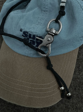 雀斑男装新款kiko风格钛钢钥匙扣牛皮绳圆环简约男女黑色项链饰品