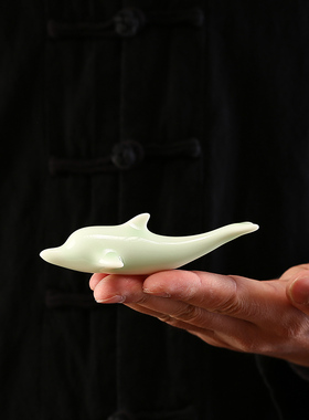 速发海豚蓝饰摆件家居玄关酒柜装鲸品创意陶瓷鱼缸造景盆景搭配小