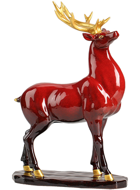 招财鹿客厅酒柜酒架装饰陶瓷摆件家居创意电视柜新房乔迁礼物玄关