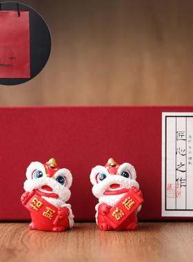 中国风招财进宝醒狮石狮子摆件