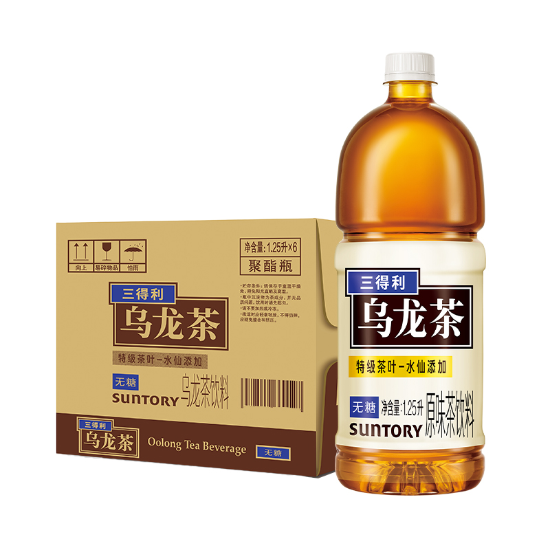 【代言人成毅同款】三得利乌龙茶无糖饮料1.25L*6官方旗舰店