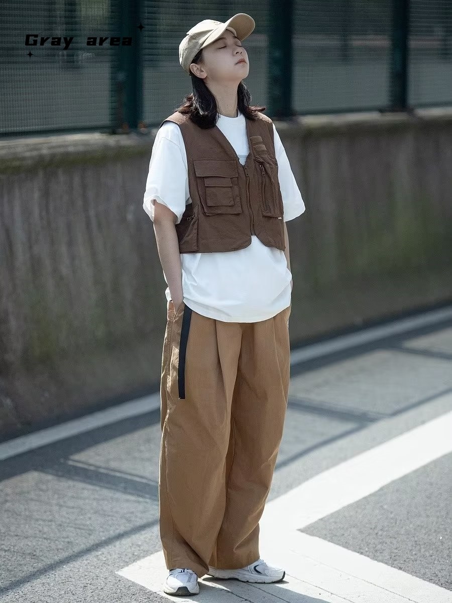 日系复古cityboy短款咖啡色工装马甲男女学院风机能战术坎肩外套,淘宝优惠券,粉丝福利购,淘宝优惠卷