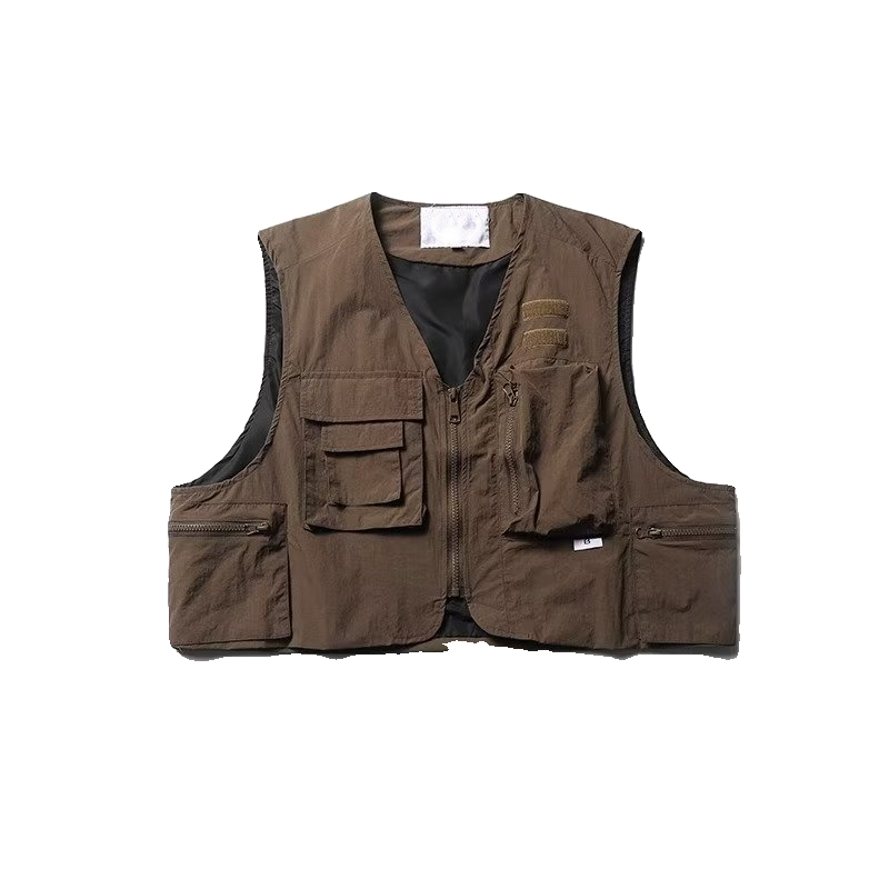 日系复古cityboy短款咖啡色工装马甲男女学院风机能战术坎肩外套,淘宝优惠券,粉丝福利购,淘宝优惠卷