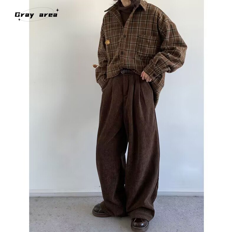 秋冬季套装日系复古格子毛呢衬衫男女港风宽松加厚格纹呢子外套,淘宝优惠券,粉丝福利购,淘宝优惠卷