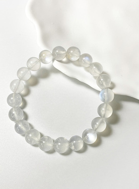 天然蓝月光手串女饰品时尚月光石手链男首饰包邮冰种玻璃体彩虹光