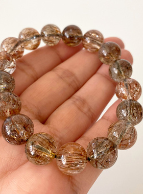 黑金超七手串手链天然双轮骨干水晶男时尚饰品女首饰生日礼品包邮