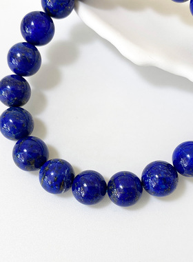 天然青金石手串收藏级阿富汗克莱因蓝珠子手链男女单圈饰品礼物