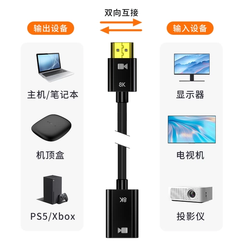 Kaiboer 8k Silver -Planted HDMI Public Mother Line 2.1 Mini Converter Micro4K HD Rotary