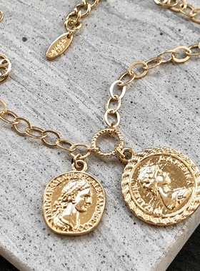 【芝麻芒果】美单Ettika两个双面coin吊坠镀18k项链