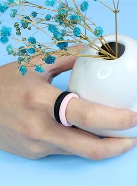 热销款4MM宽斜边款硅胶戒指女士套叠戒指运动指环女婚戒情侣戒指