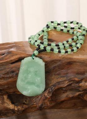 2025新疆和田玉十二生肖项链仿阿富汗白玉吊坠挂件长款毛衣链男女