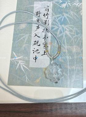 2025天然白水晶狐狸吊坠白狐九尾狐项链冰透狐牌调节锁骨链女礼物