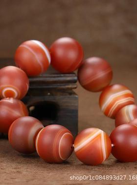 2025巴西磨砂缠丝玛瑙手串男士单圈20mm手链哑光红玛瑙蚕丝圆珠手