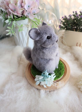 照片定制宠物龙猫玻璃罩摆件仓鼠豚鼠羊毛毡手工成品创意生日礼物