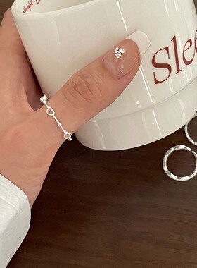 韩版简约爱心线条开口戒指女高级