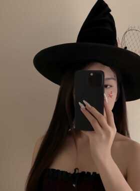 漂亮女巫万圣节主角结飘带女巫帽