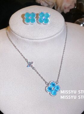 小清新！耳钉蓝色高级感甜美秘境