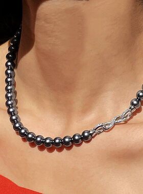 真多麻颈链灰色配饰毛衣黑项饰