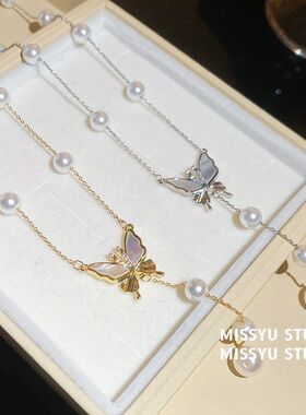 轻奢小众贝母复古迷迭锆石项饰