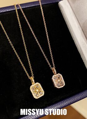 电镀法式芒星锁骨真金项链锆石