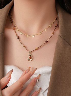 项饰不锈钢复古不规则项链美拉德